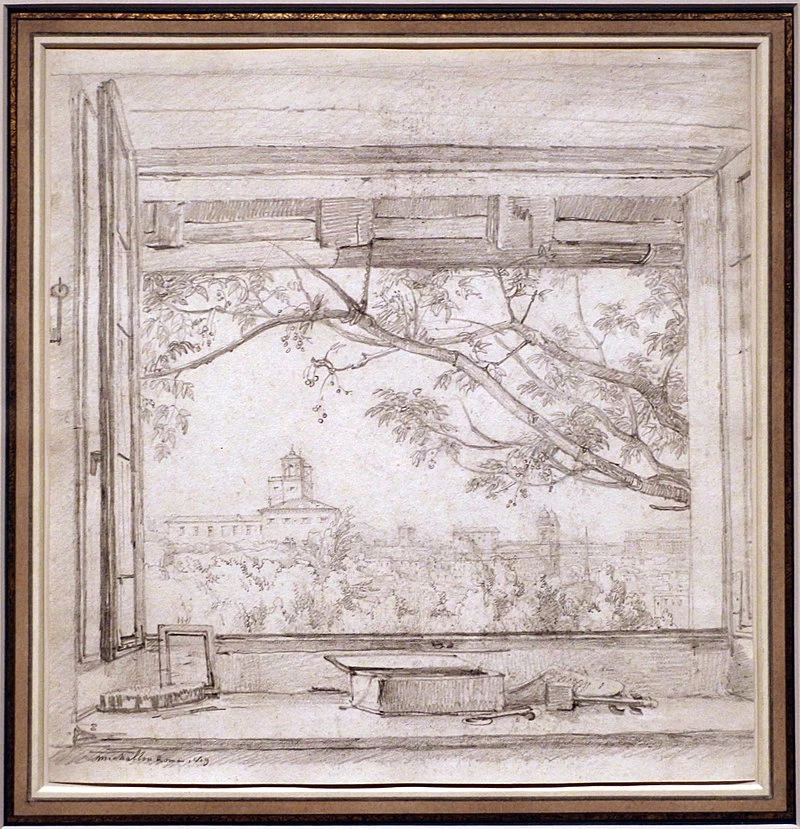 Veduta di villa Medici e santa Trinità dei monti dallo studio di Ingres nel padiglione di s. Gaetano, Roma - Art Institute of Chicago